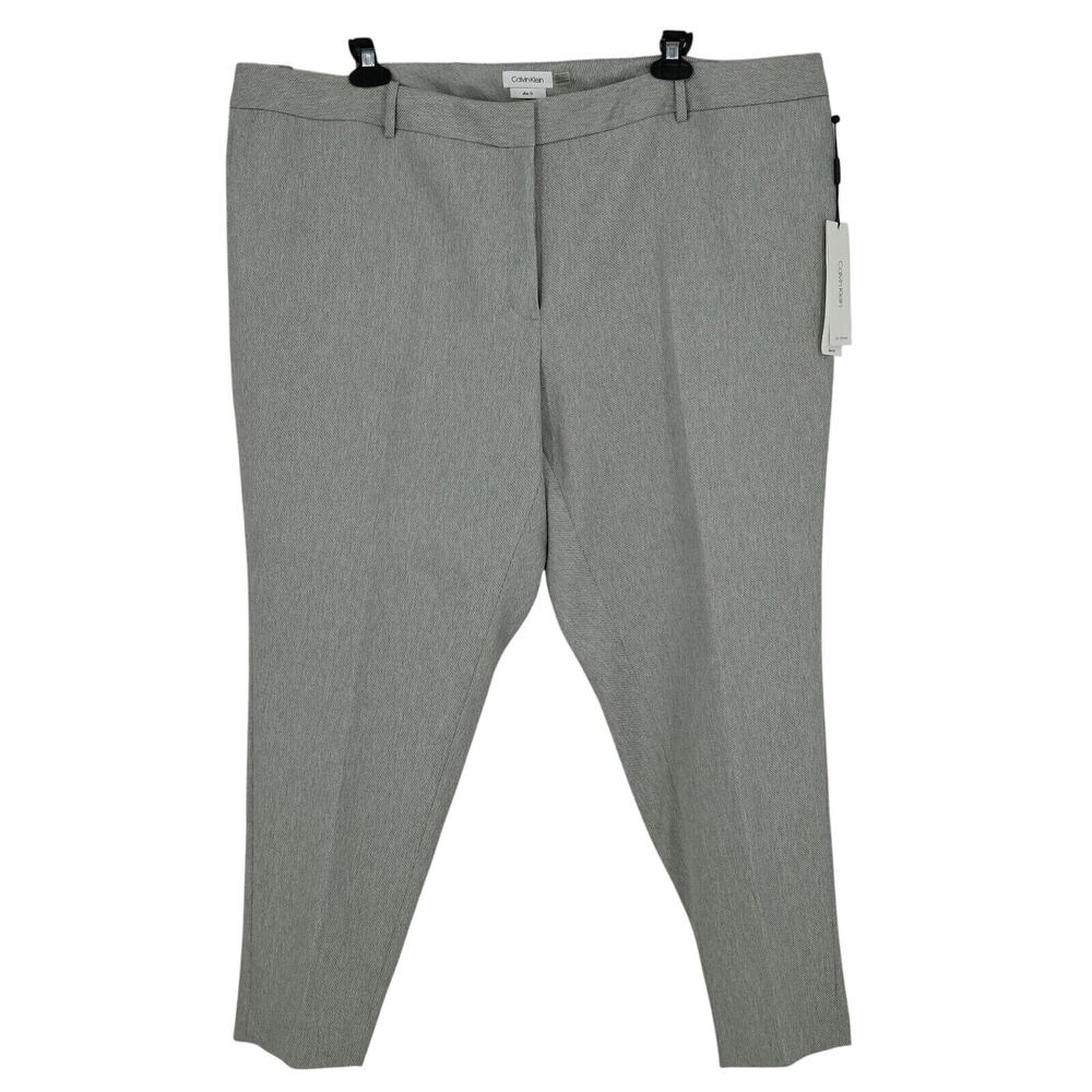 Calvin Klein Dress Pants Plus Size 22W Gray Slim Fit Crop Ankle Career New